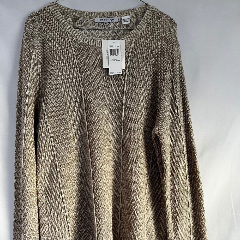 eight eight‎ eight Women's Beige Textured Knit Cotton Sweater XL